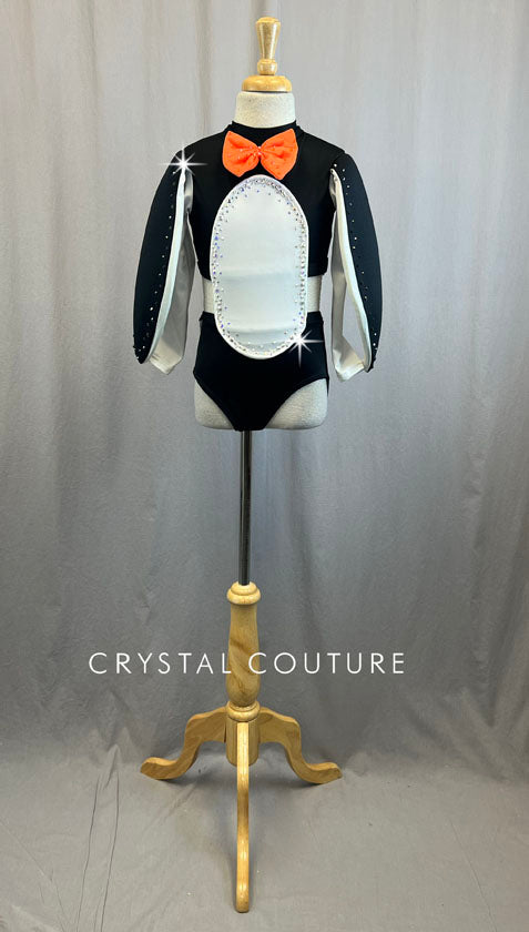 Custom Black White And Orange Penguin Costume With Rhinestones