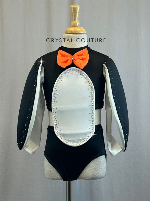 Custom Black White And Orange Penguin Costume With Rhinestones