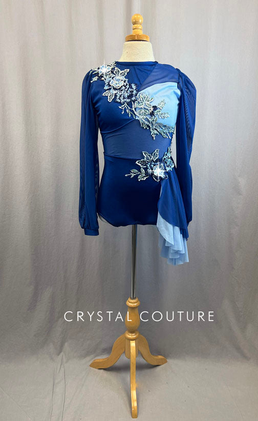 Custom Royal Blue Lyrical Biketard with Rhinestones