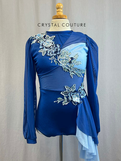 Custom Royal Blue Lyrical Biketard with Rhinestones