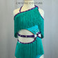 Custom Teal Green Fringe With Purple Trim and Rhinestones