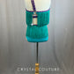 Custom Teal Green Fringe With Purple Trim and Rhinestones