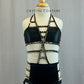 Custom Black Shiny Lycra Bra Top With Attached Briefs and Rhinestones