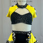 Custom Yellow, Black and White Checkered Taxi Two Piece with Rhinestones