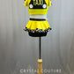 Custom Yellow, Black and White Checkered Taxi Two Piece with Rhinestones