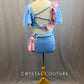 Custom Light Blue and Pink Two Piece With Rhinestones and Appliques