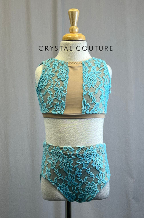 Custom Baby Blue Lace Two Piece