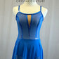 Custom Blue Lyrical Dress with Long Mesh Skirt with Rhinestones