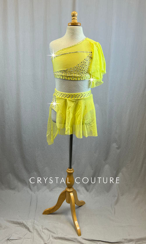 Sunny Yellow Two Piece with Flutter Sleeve and Skirt