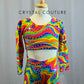 Psychedelic wave Multi Colored Crop Top and Bell Bottom Pants