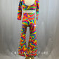 Psychedelic wave Multi Colored Crop Top and Bell Bottom Pants