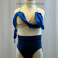Nude Bra Top with Royal Blue Satin Fabric and Navy Blue Brief - Rhinestones