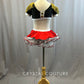 Marching Band Inspired 2-Piece with Cap Sleeve Bra Top and Brief with Attached Tulle Skirt