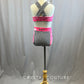 Custom Pink, Black and White Striped Connected Two Piece - Rhinestones