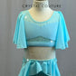 Custom Baby Blue Two Piece With Flutter Sleeves and Ruffles