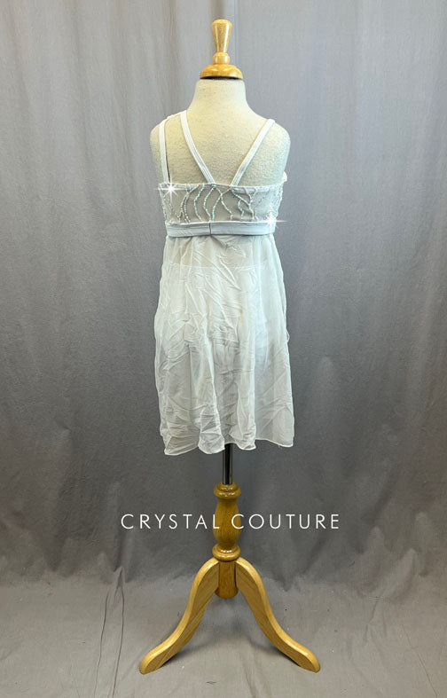 White Brief with Mesh Dress Overlay - WIth Rhinestones