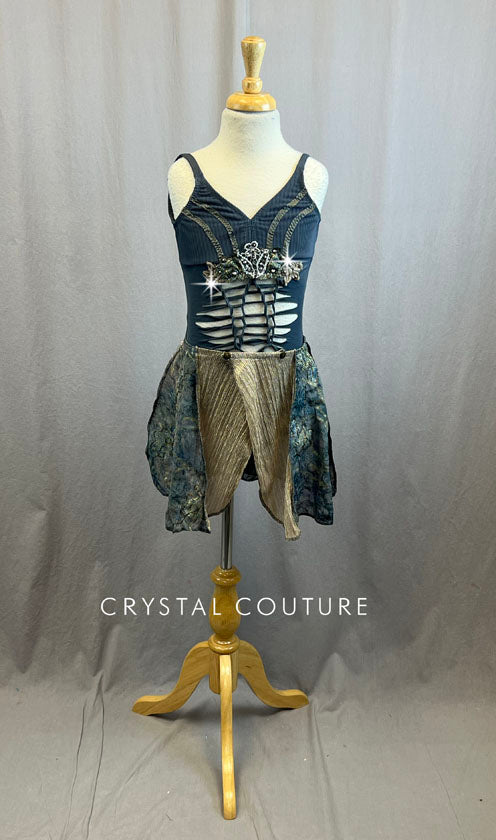 Custom Grey Blue Cutout Leotard with Seperate Ballet Style Skirt