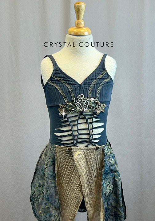 Custom Grey Blue Cutout Leotard with Seperate Ballet Style Skirt