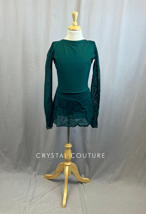 Custom Forest Green Boat Neck Style Leotard with Attached Skirt