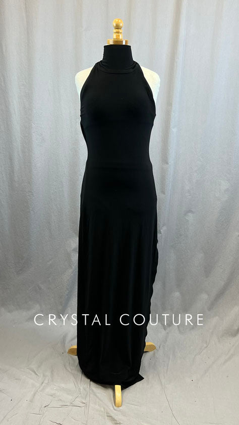 Black High Neck Long Fitted Dress with Bra Top and Brief
