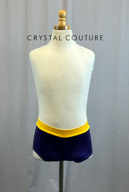 Metallic Purple Short with Yellow Trim Waistband