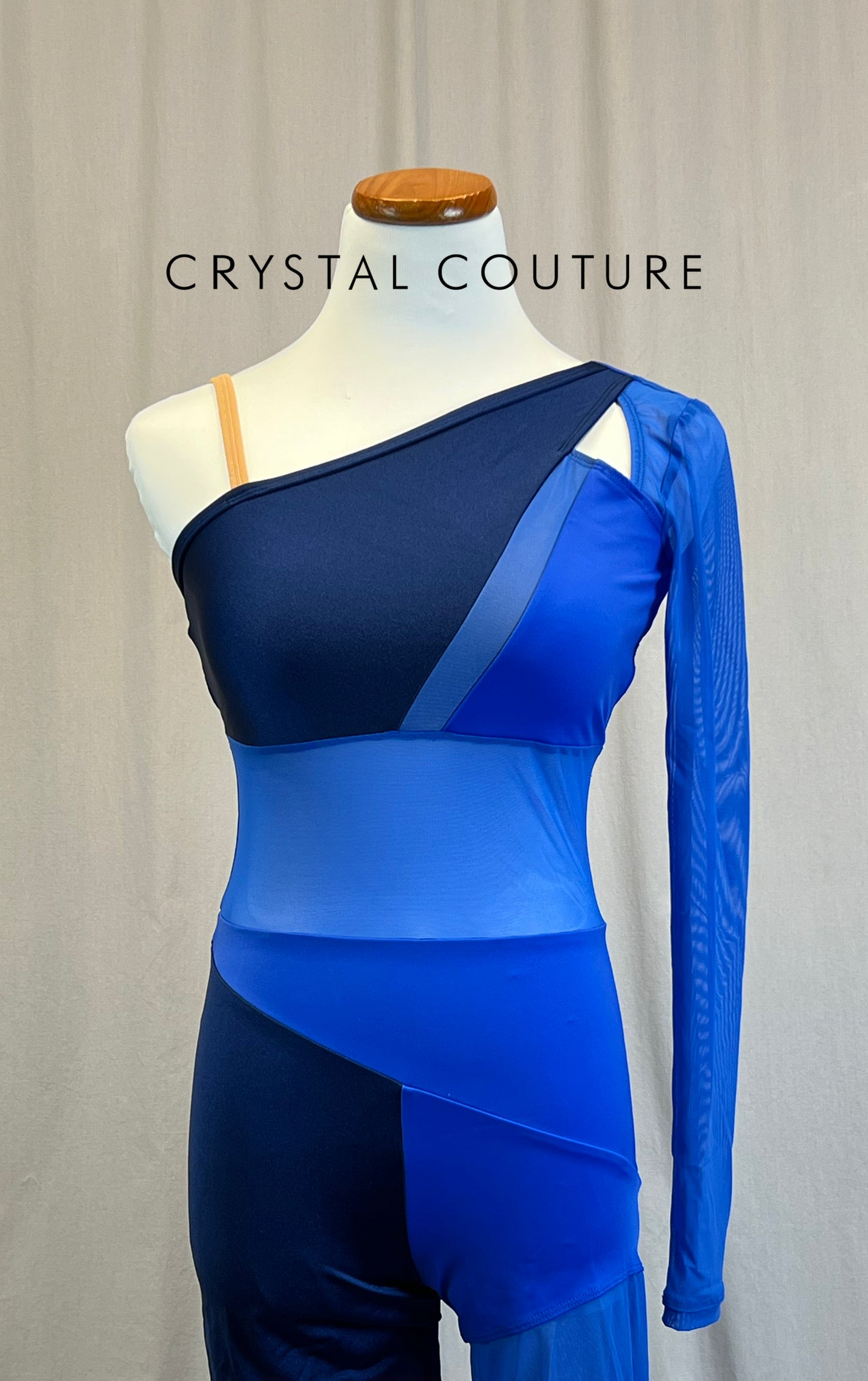 *Brand New* Blue and Navy Colorblock One Sleeve Unitard