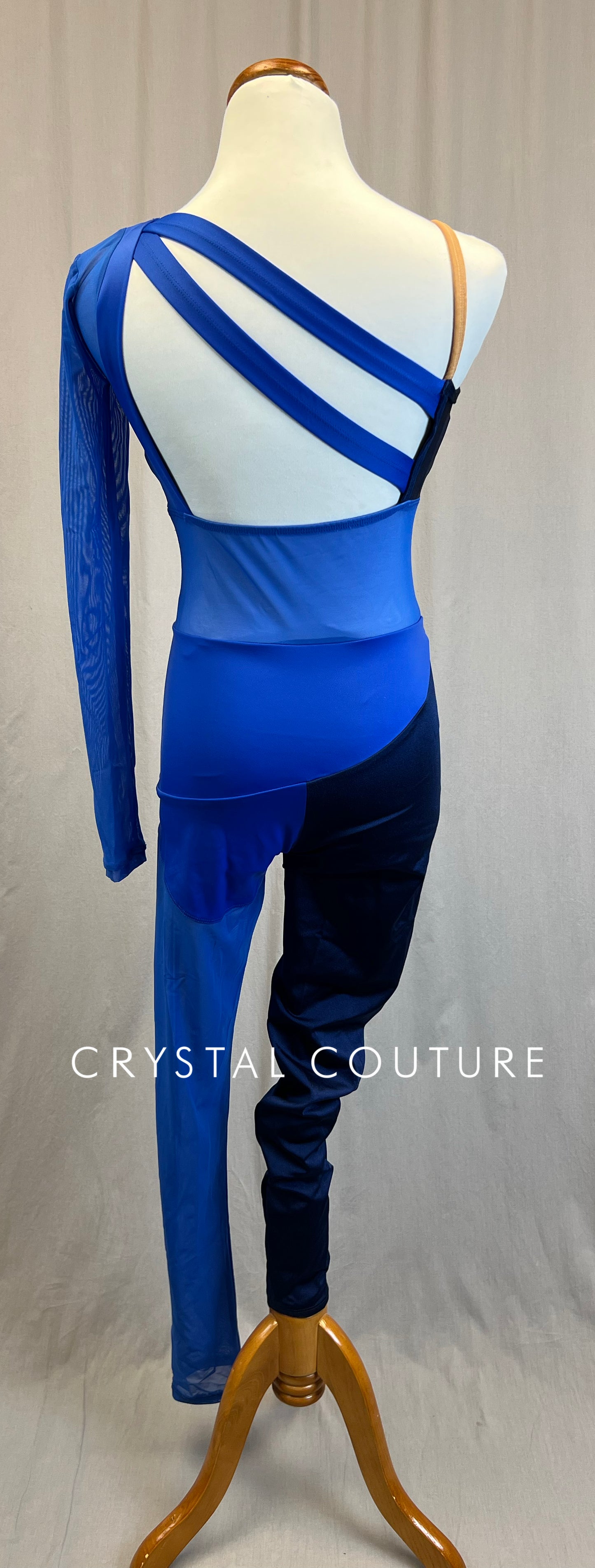 *Brand New* Blue and Navy Colorblock One Sleeve Unitard