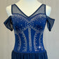 *Brand New* Navy Mesh and Lycra Long Dress- Rhinetsones