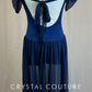 *Brand New* Navy Mesh and Lycra Long Dress- Rhinetsones