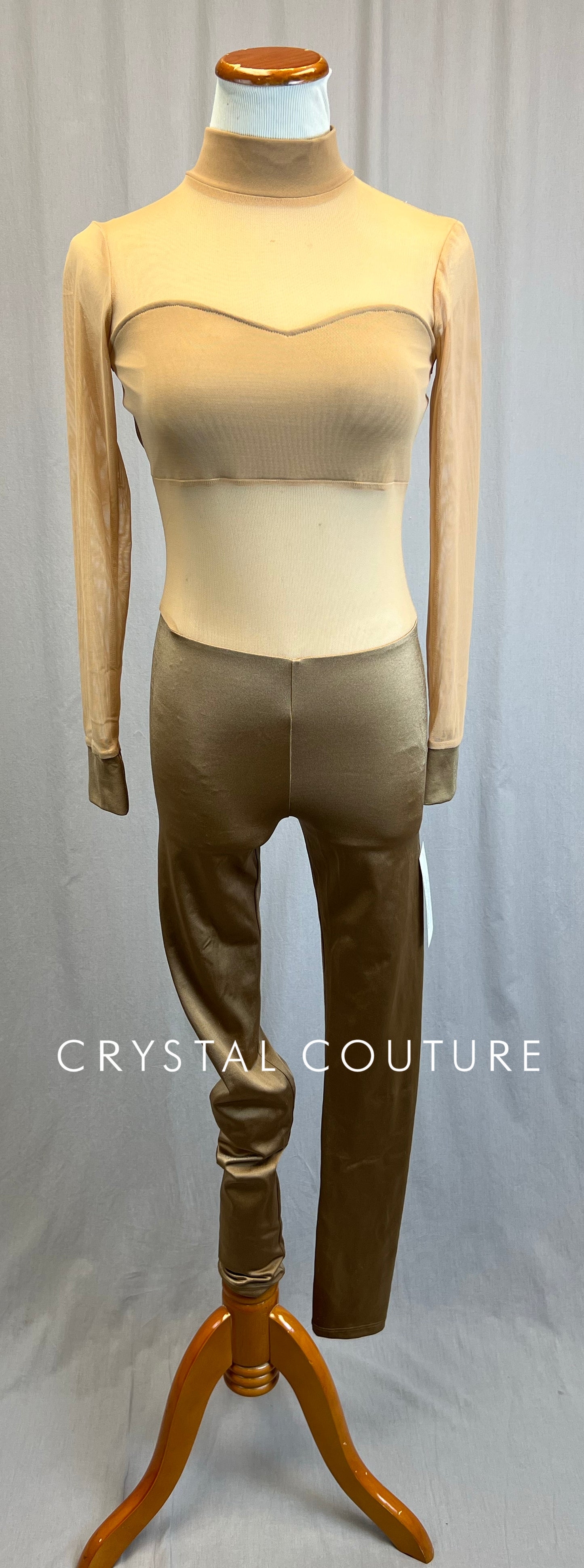 *Brand New* Tan Mesh and Lycra Long Sleeve Unitard