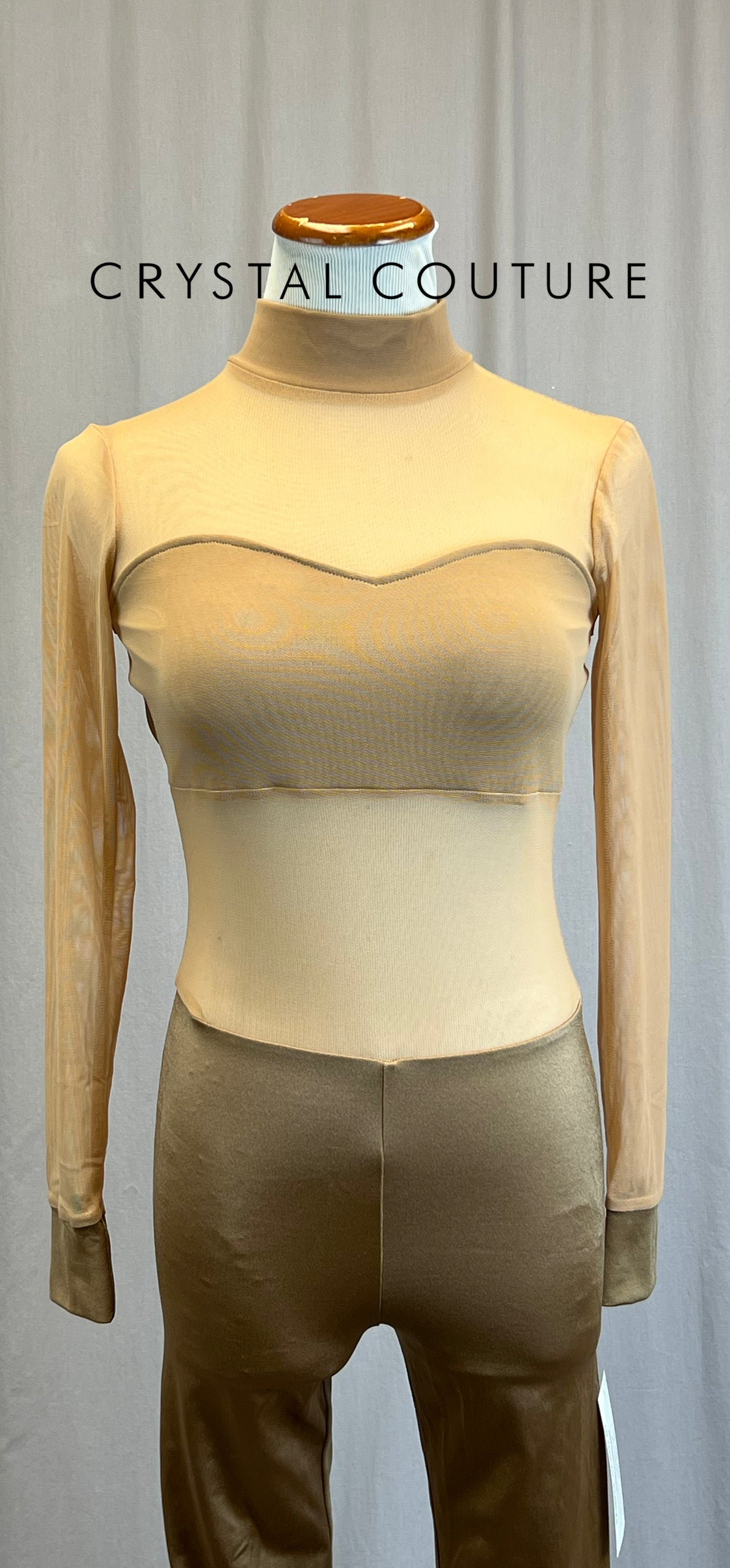 *Brand New* Tan Mesh and Lycra Long Sleeve Unitard