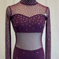*Brand New* Plum Mesh and Lycra Long Sleeve Biketard - Rhinestones