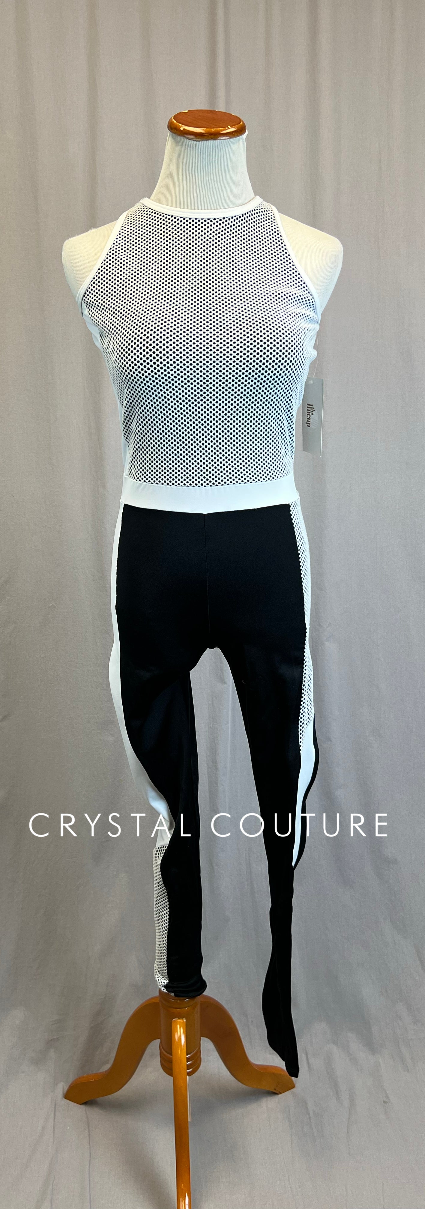 *Brand New* Black and White Mesh Netting and Lycra Unitard