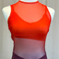 *Brand New* Orange to Purple Ombre Mesh Unitard with Built-in Shorts