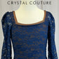 *Brand New* Navy and Brown Lace Puff Sleeve Dress