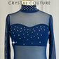 *Brand New* Navy Mesh and Lycra Long Sleeve Biketard- Rhinestones