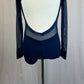 *Brand New* Navy Mesh and Lycra Long Sleeve Biketard- Rhinestones