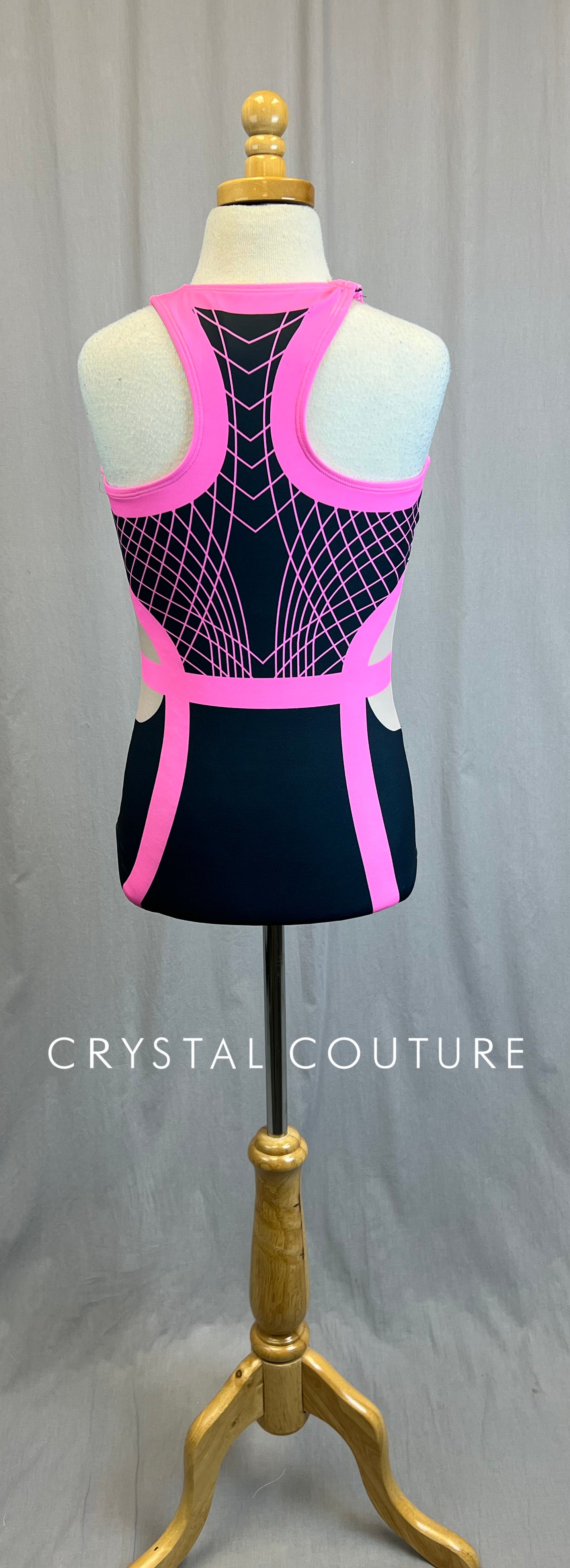 *Brand New* Black and Pink Geometric High Neck Leotard