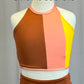 *Brand New* Peach, Yellow, and Orange Colorblock Crop top and Pants set *New*