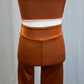 *Brand New* Peach, Yellow, and Orange Colorblock Crop top and Pants set *New*