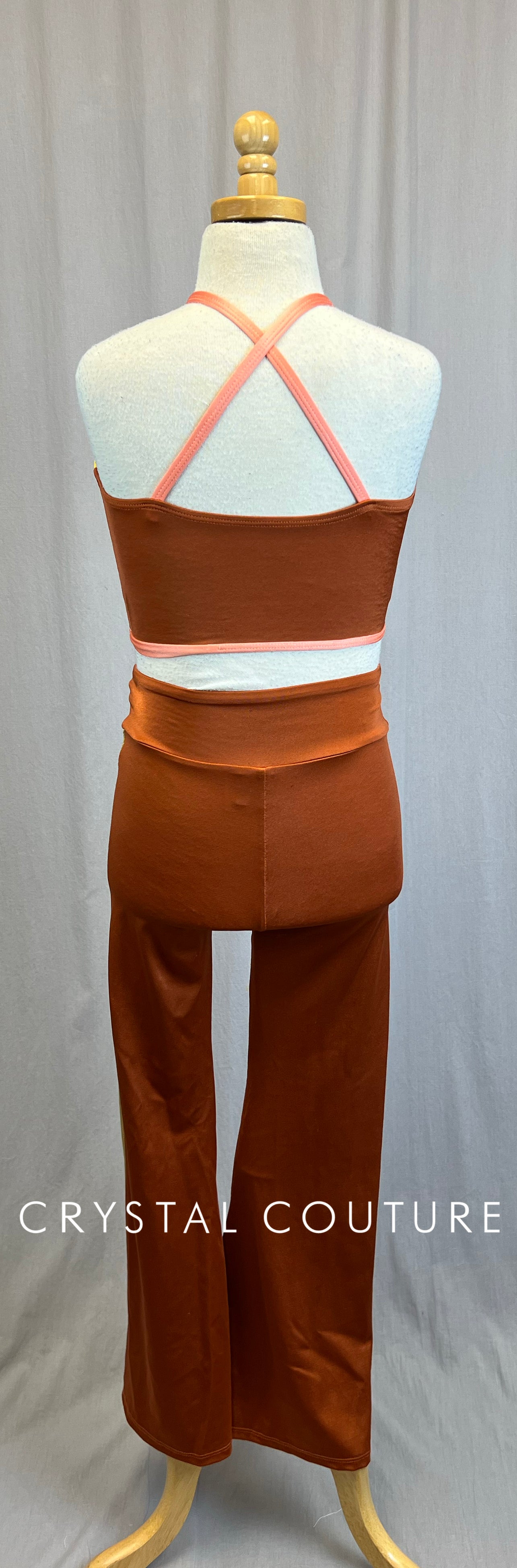 *Brand New* Peach, Yellow, and Orange Colorblock Crop top and Pants set *New*