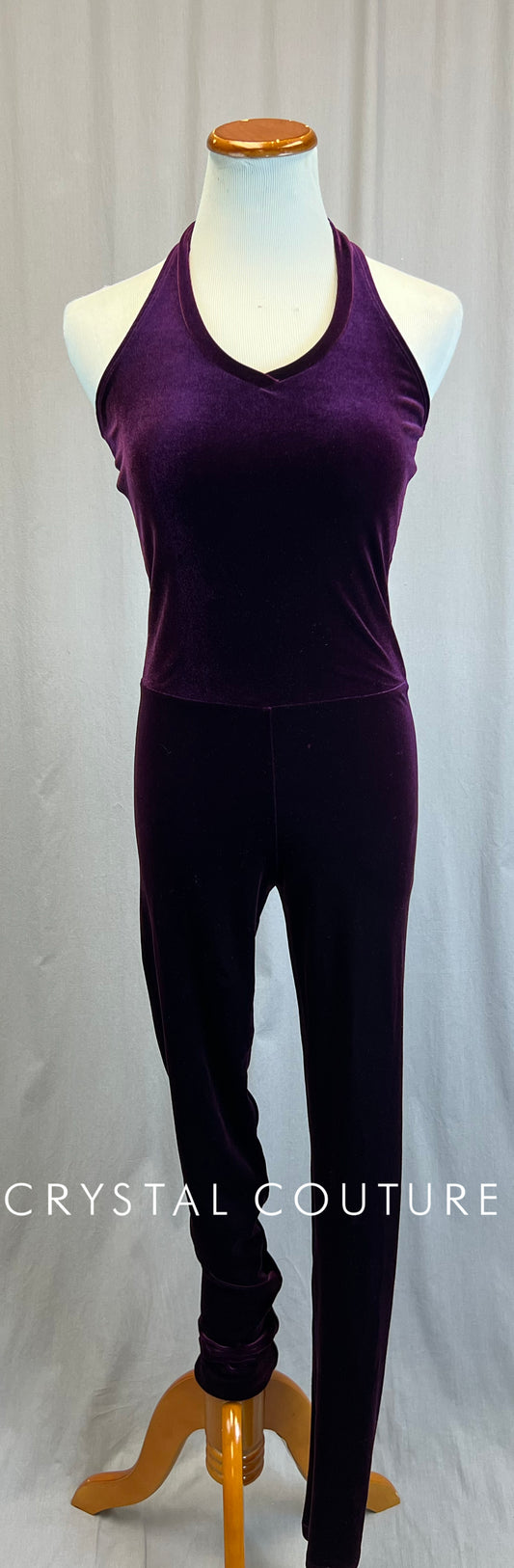 *Brand New* Purple Velvet Halter Neck Unitard