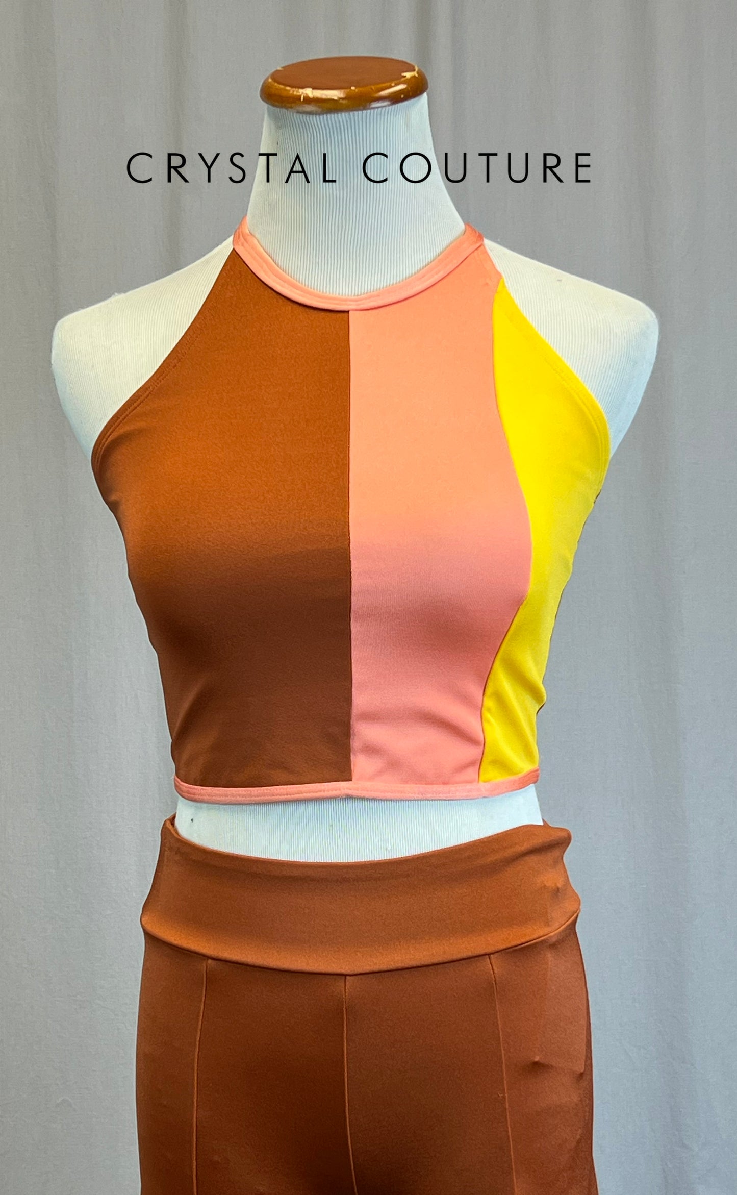 *Brand New* Peach, Yellow, and Orange Colorblock Crop top and Pants set