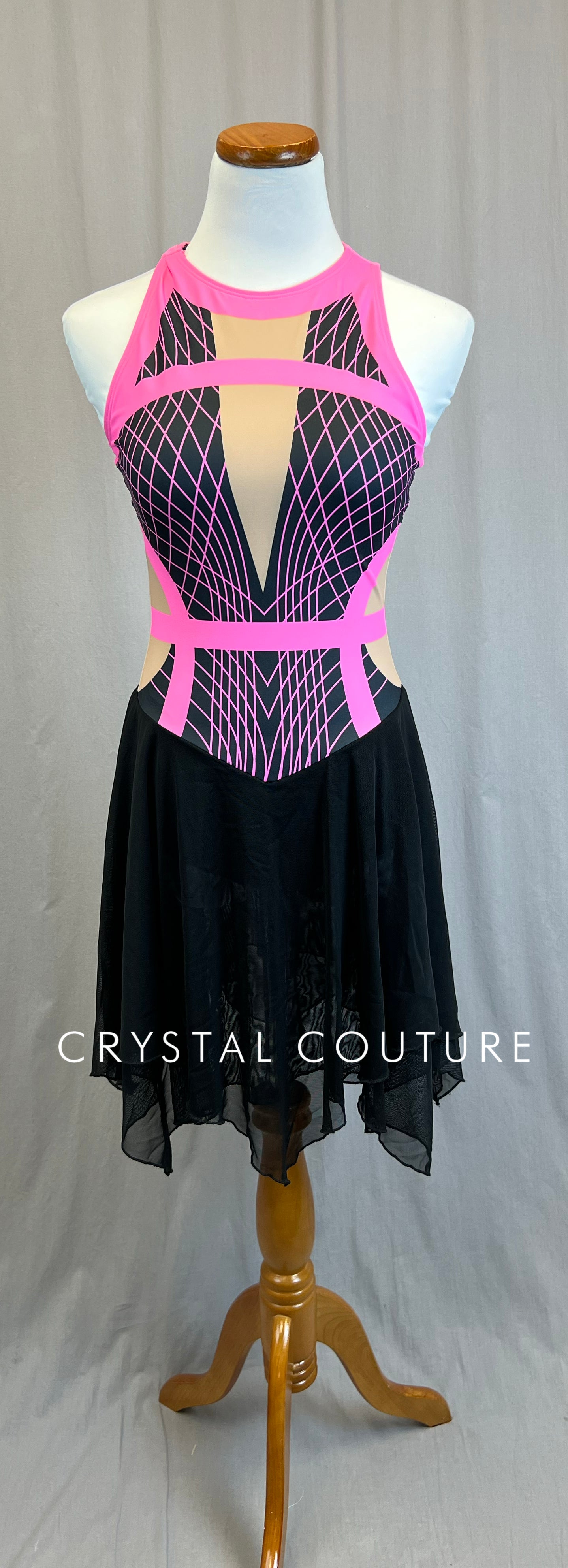 *Brand New* Black and Pink Geometric Skater Dress