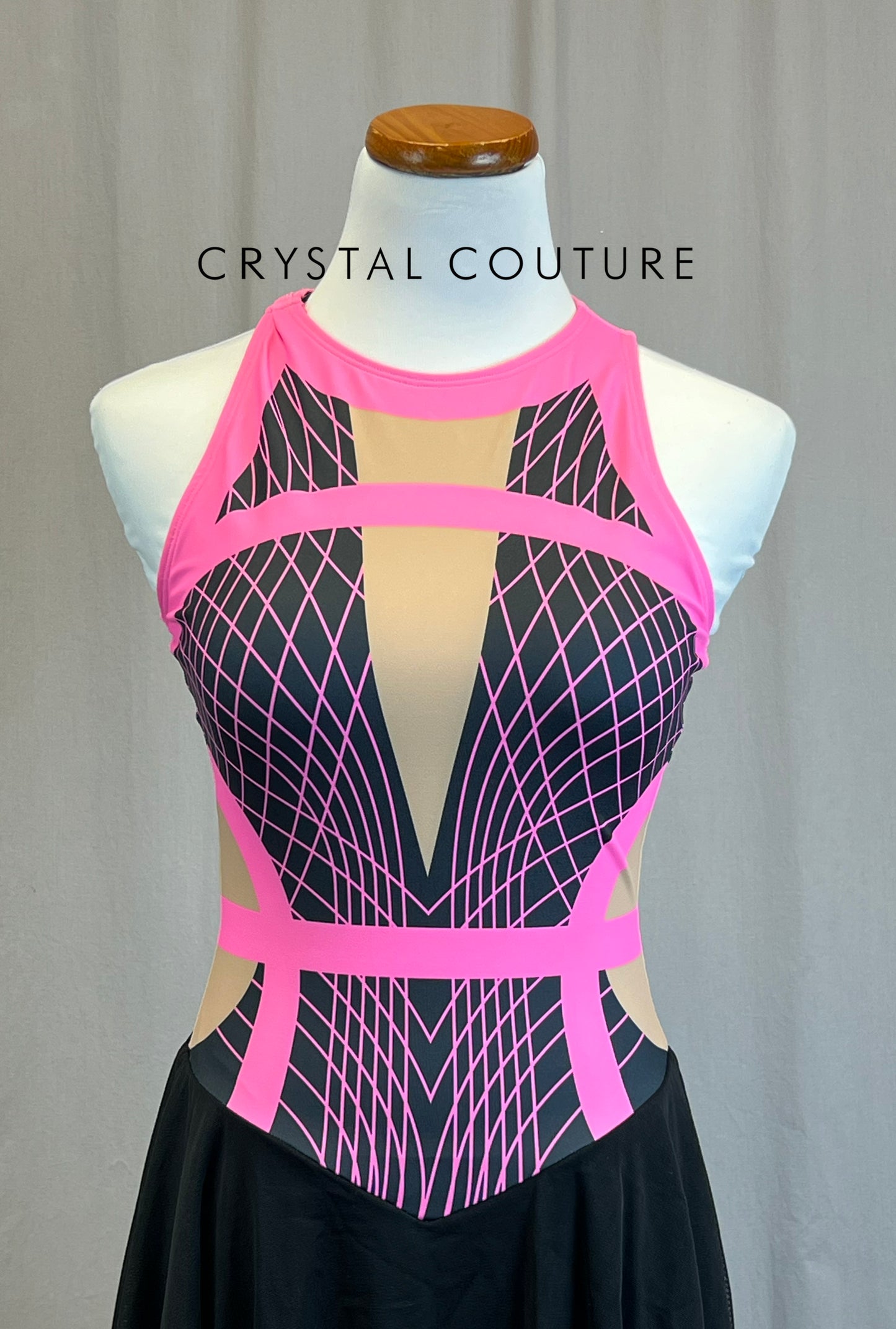 *Brand New* Black and Pink Geometric Skater Dress