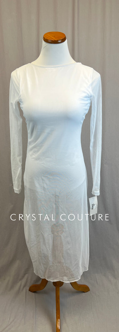*Brand New* White Mesh Long Sleeve Dress
