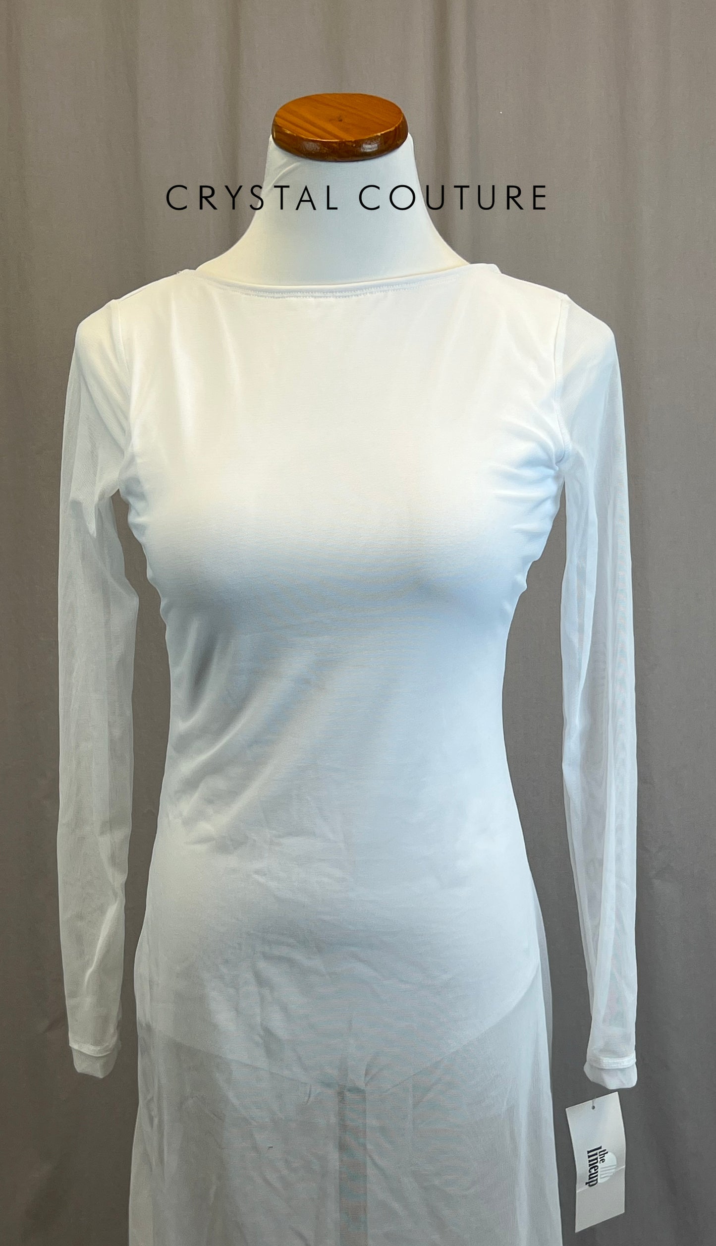 *Brand New* White Mesh Long Sleeve Dress