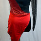 *Brand New* Black Asymmetrical Transition Biketard with Red Sequins and Half-Skirt