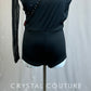 *Brand New* Black Asymmetrical Transition Biketard with Red Sequins and Half-Skirt