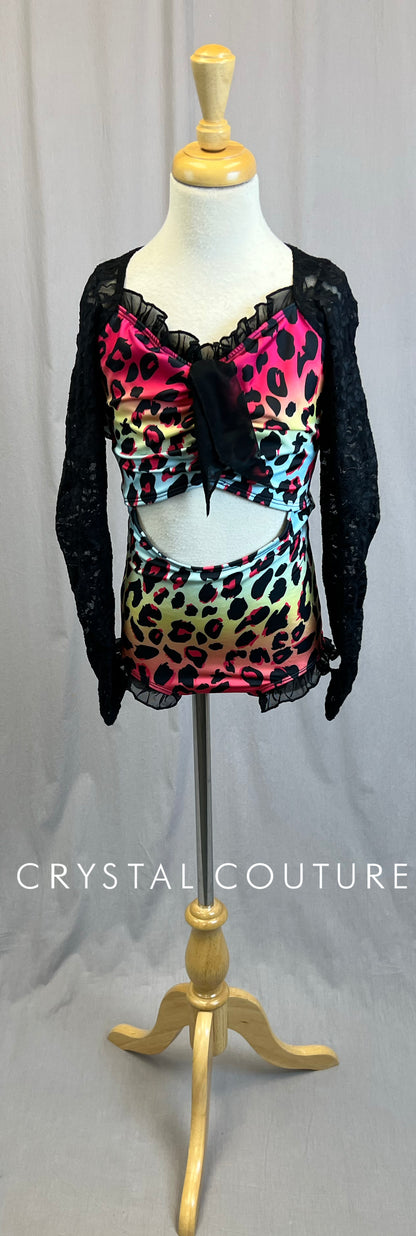 *Brand New* Black Lace and Rainbow Ombre Leotard